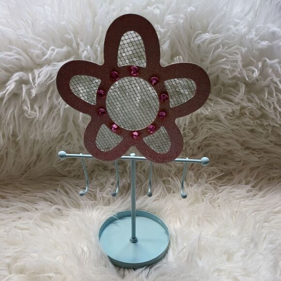 Other - BLUE & pink glitter metal jewelry & earring stand